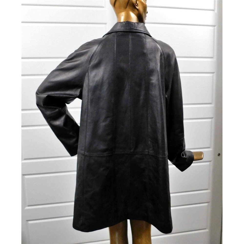 Centigrade Black Leather Button Front Coat Jacket… - image 3